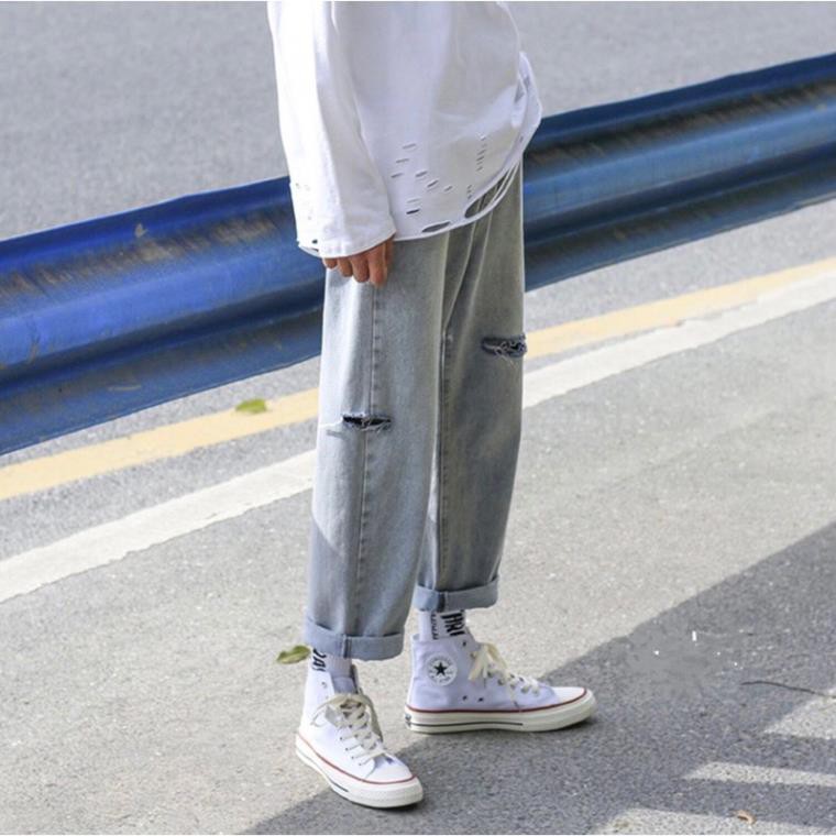 Quần Jean Baggy Nam Rách Gối + Rách Cạnh mã RGC- 01 hot 2021