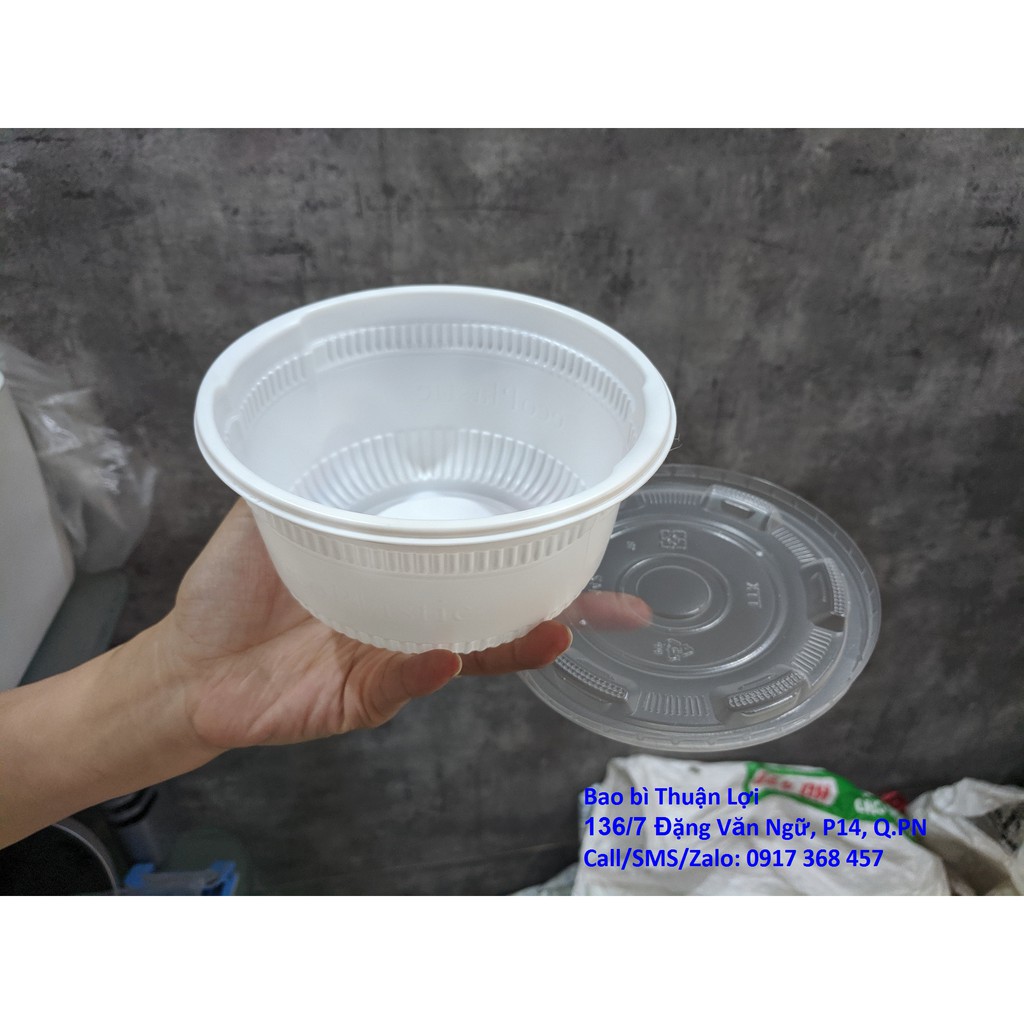 Tô nhựa 700ml (KÈM NẮP) màu [TRONG / TRẮNG SỮA] :đựng thực phẩm NÓNG / LẠNH [Lốc 25 cái]