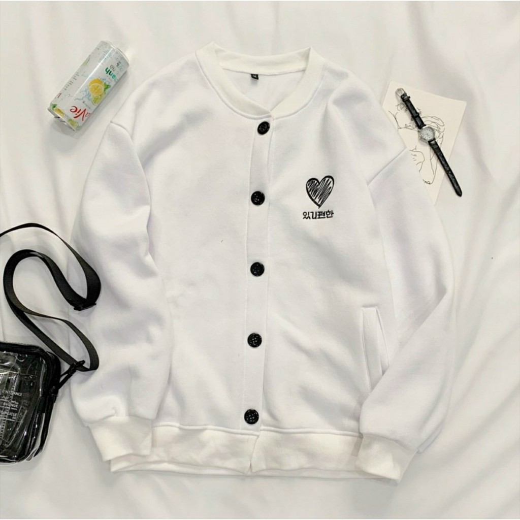 Áo hoodie, áo khoác thun nỉ NGOẠI CADIGAN THÊU TIM from rộng dài mềm mịn thoáng mát | BigBuy360 - bigbuy360.vn