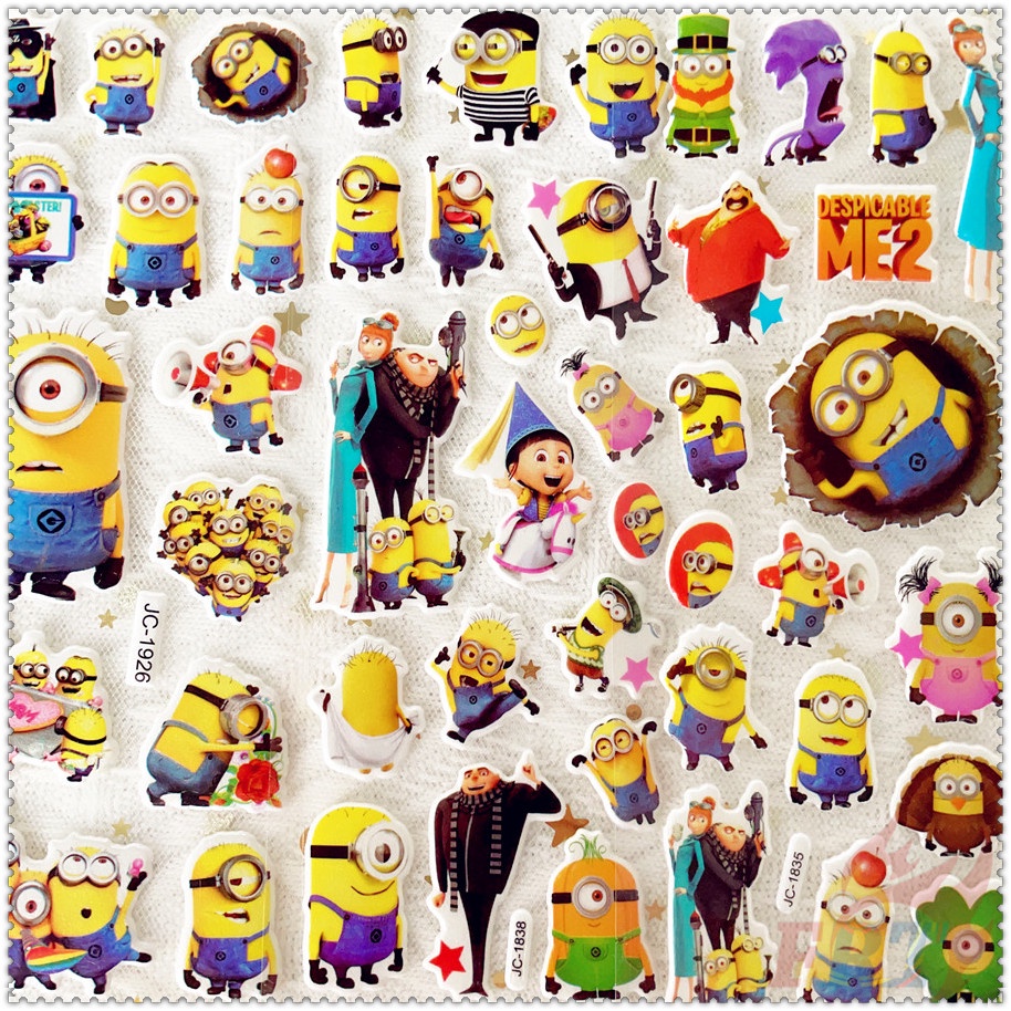 ❀ Hình Dán Phần Thưởng Tự Làm Minions Q-1 ❀ 1 Miếng Dán Bong Bóng 3D Bằng PVC Chống Nước