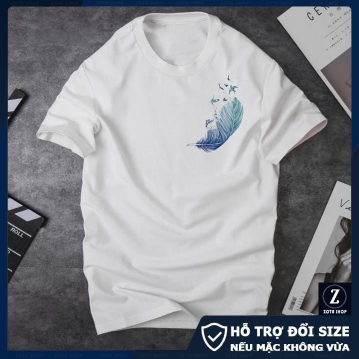 Áo thun nam đẹp - chất mát in 3D Lông Vũ ở ngực