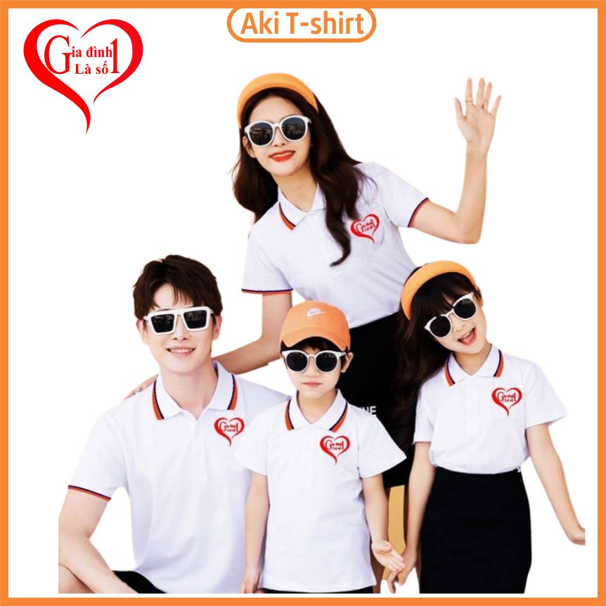 Áo Polo gia đình cổ trụ chất lượng đẹp 3/4/5 người loại cổ bẻ phông rộng thoáng mát AKI T-SHIRT GDPL02