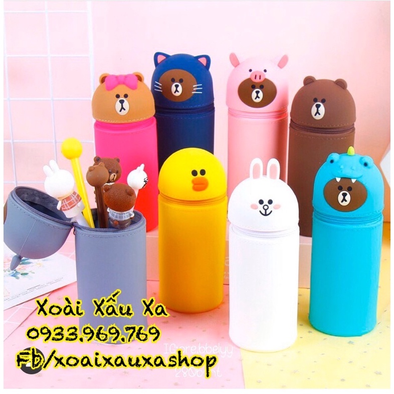 HỘP BÚT SILICONE DÂY KÉO HOẠT HÌNH DISNEY POOH, STITCH, MARVEL, LINE...