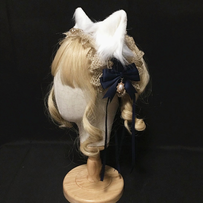 Băng Đô Tai Mèo Phối Ren Và Ruy Băng Phong Cách Lolita Nhật Bản