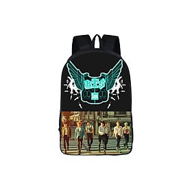 Balo in hình BTS cặp sách thời trang vải dù đi học cho ARMY tặng kèm strap BT21