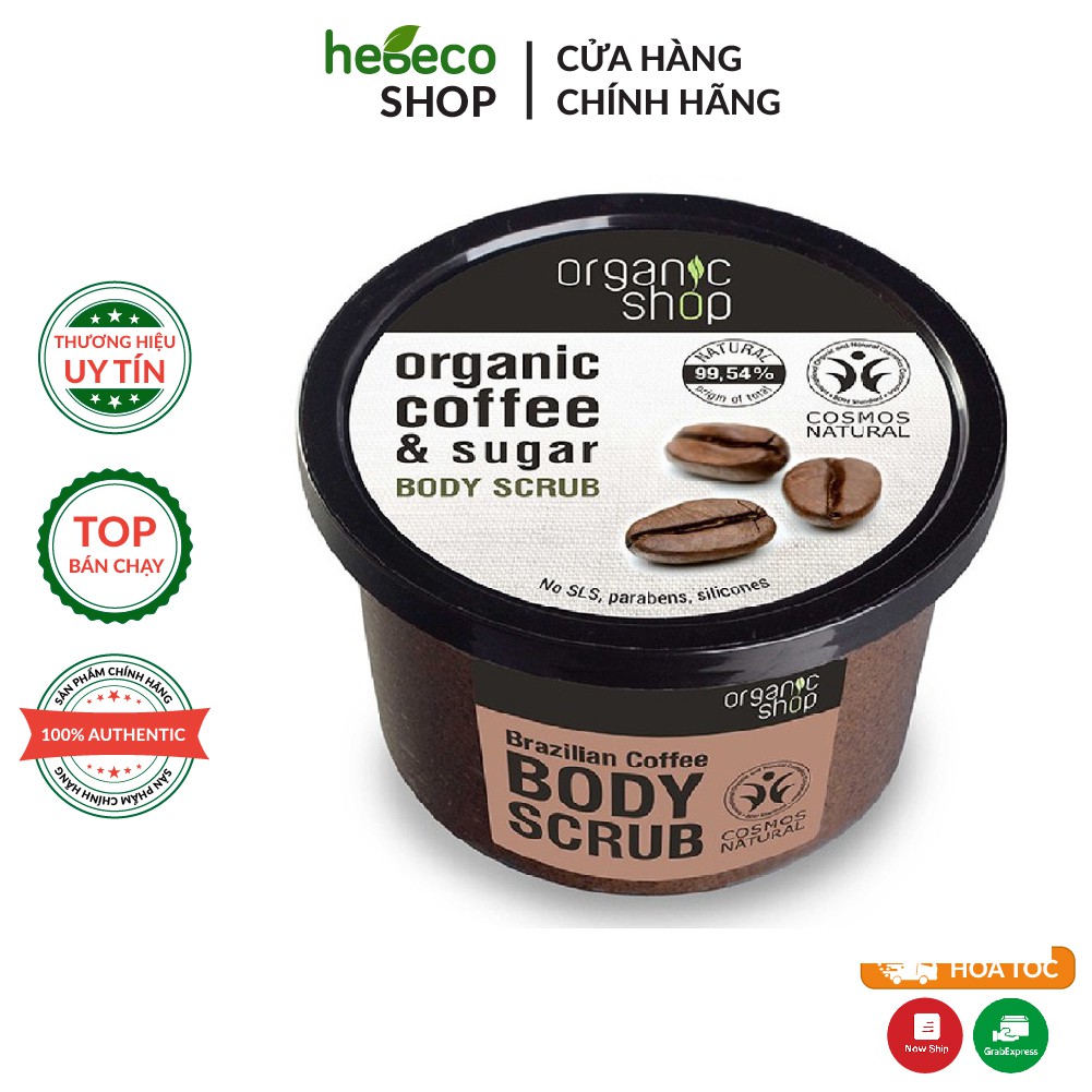 Tẩy Tế Bào Chết Toàn Thân Làm Sạch Sâu Và Cấp Ẩm Organic Coffee &amp; Sugar Body Scrub 250ml - Nga Chính Hãng