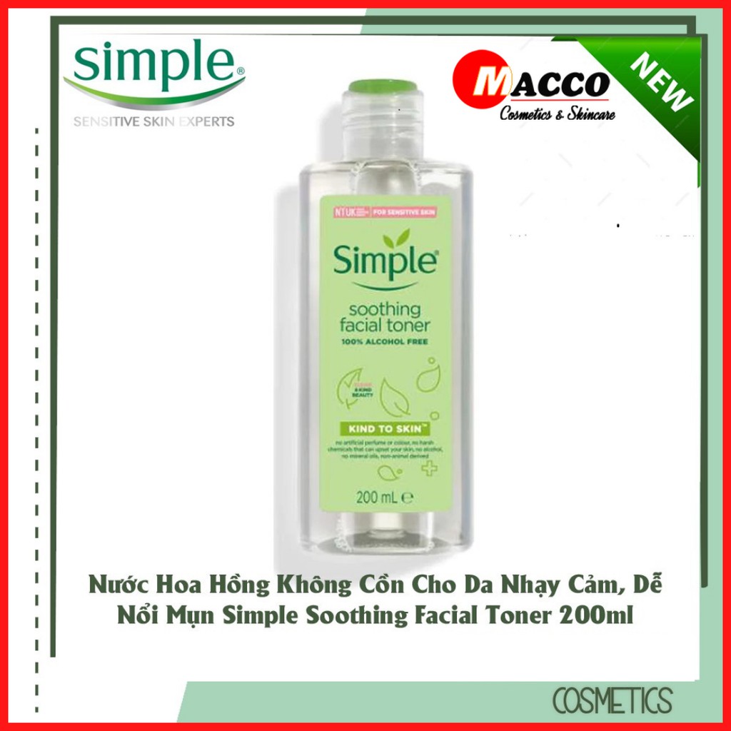 Nước Hoa Hồng Simple Kind To Skin Soothing Facial Toner 200ml