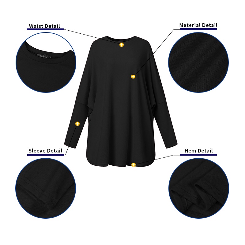 Áo thun nữ Zanzea tay dài màu trơn dáng rộng phong cách Hàn Quốc dễ phối