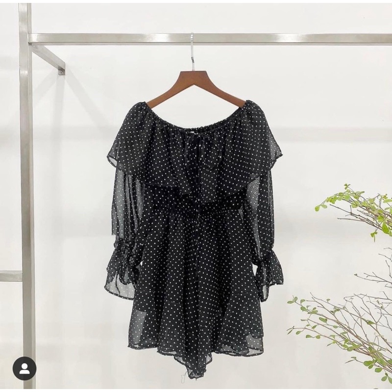 Jumsuit chấm Bi Bẹt Vai Dễ Thương