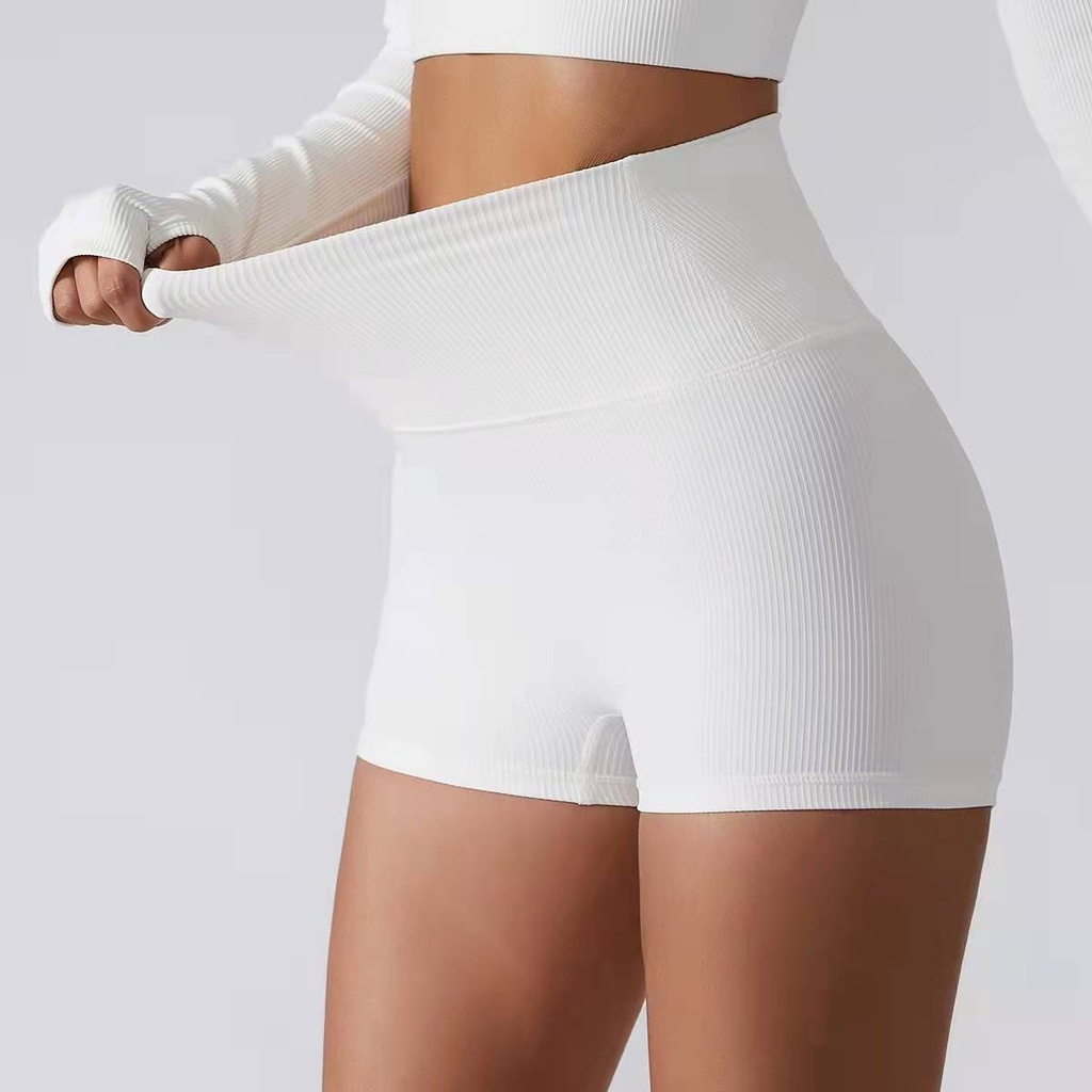 Quần short thể thao Hoppe Fumeng cạp cao có gân thời trang mới cho nữ