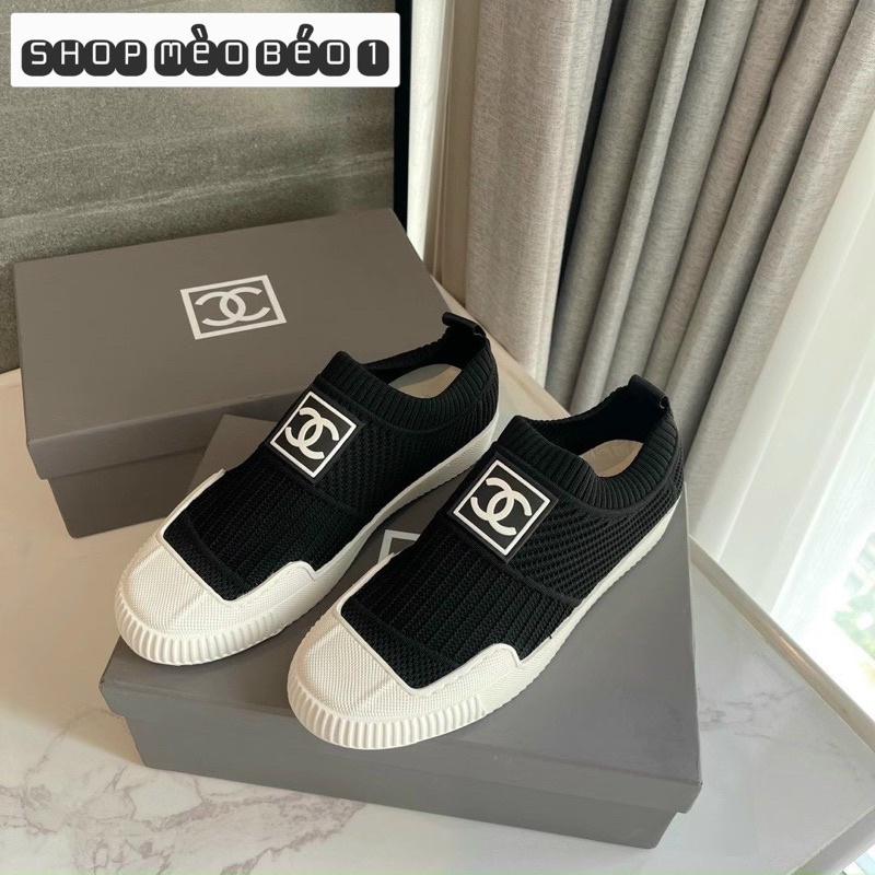 Giày slip on len channel spsl fullbox bill túi giấy