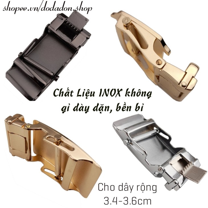 [INOX 100%] Mặt Khóa Thắt Lưng INOX Kiểu Lăn Cho Dây Da Trơn (Cho Dây Rộng 3.4-3.6cm)