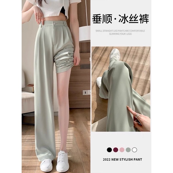 Quần vải suông mát giảm nhiệt mùa hè lưng chun chống nhăn