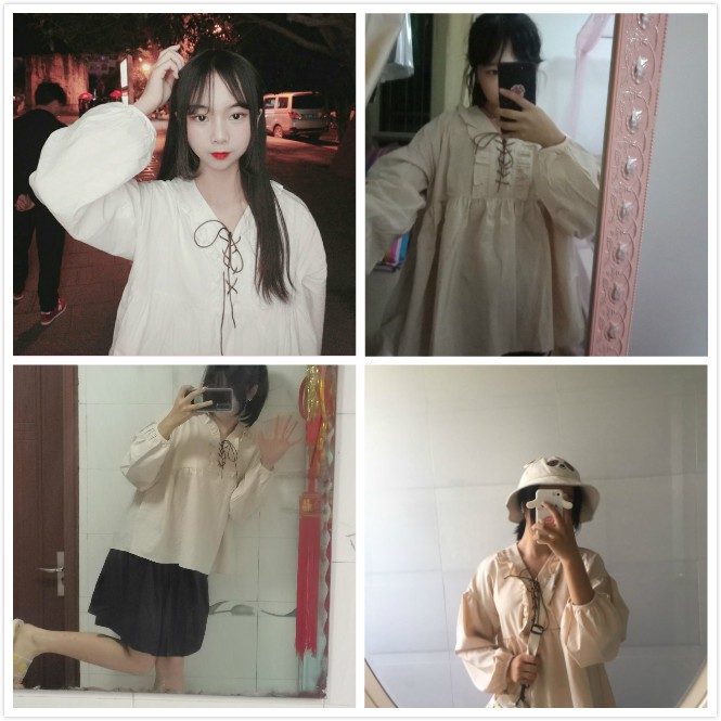 Áo Sơ Mi Tay Dài Dáng Rộng Vải Cotton Thời Trang Mùa Thu Cho Nữ