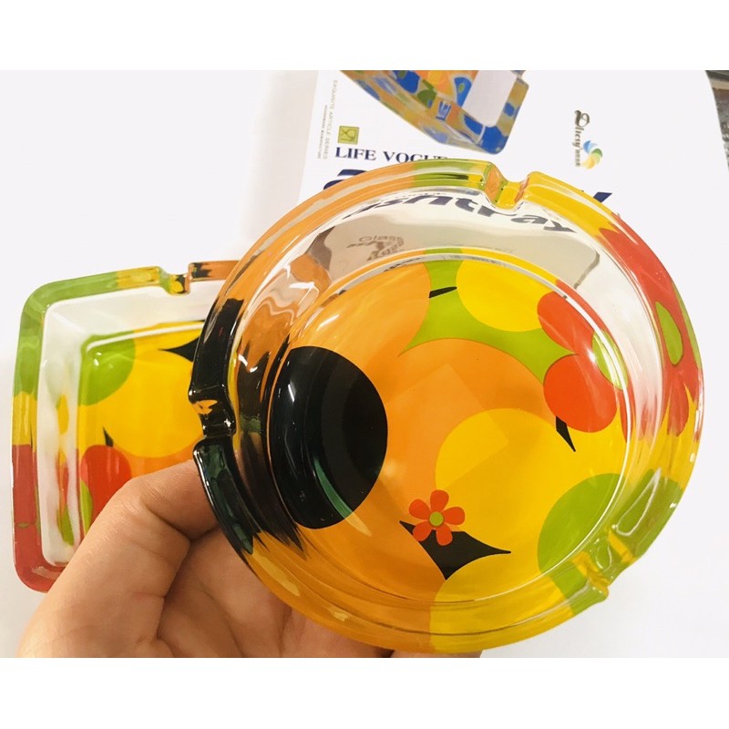 Gạt tàn thuốc lá thuỷ tinh in hoạ tiết 3D cao cấp siêu đẹp