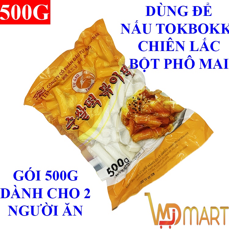 Bánh gạo hàn quốc tokbokki cắt khúc Mir gói 500g