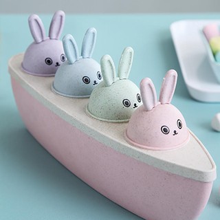 Bộ 4 Khuôn+Khay Kem hình Thỏ chất liệu lúa mạch