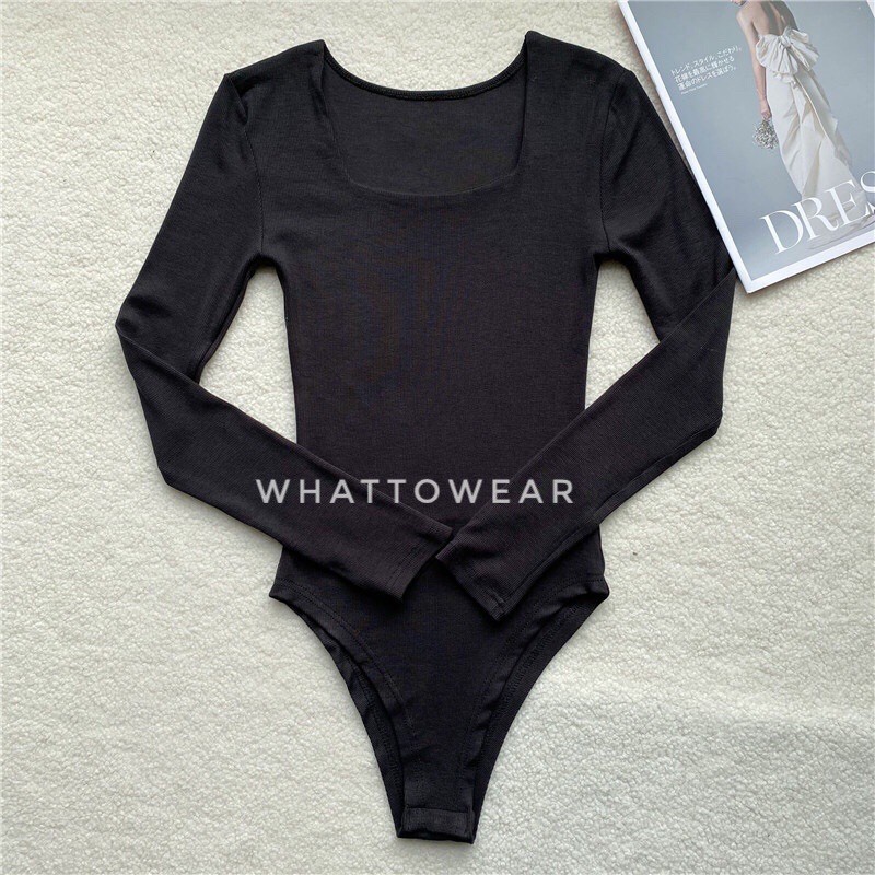 [Mã FATHANG5 giảm 10K đơn 50K] Bodysuit thun 2 lơp cổ vuông tay dài