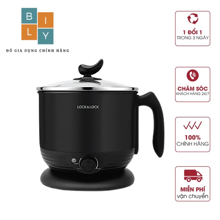 Nồi lẩu điện mini đa năng Lock & Lock Multi Pot 1.2L EJP316BLK chính hãng BiLy Store