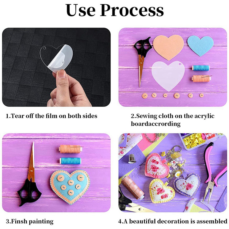 Set 100 Móc Khóa Hình Trái Tim Bằng Acrylic