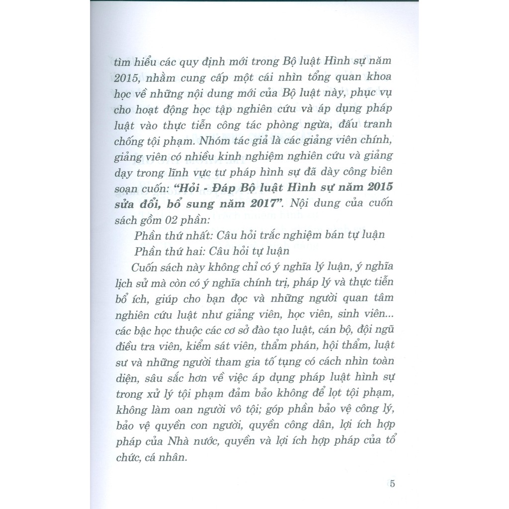 Sách - Hỏi - Đáp Bộ Luật Hình Sự Năm 2015, Sửa Đổi Bổ Sung Năm 2017