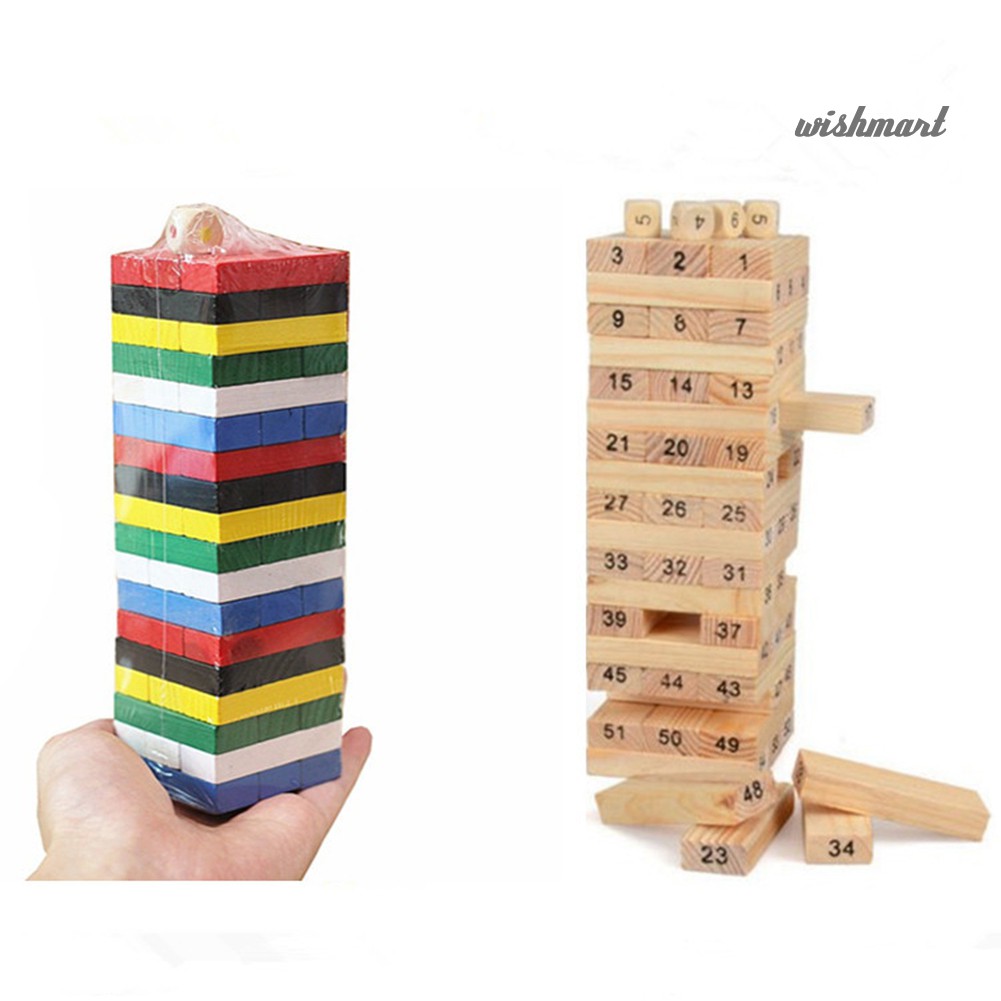 [Wish] 54Pcs Wooden Stacking Tumbling Tower Game Kids Family Dice Building Blocks Toy