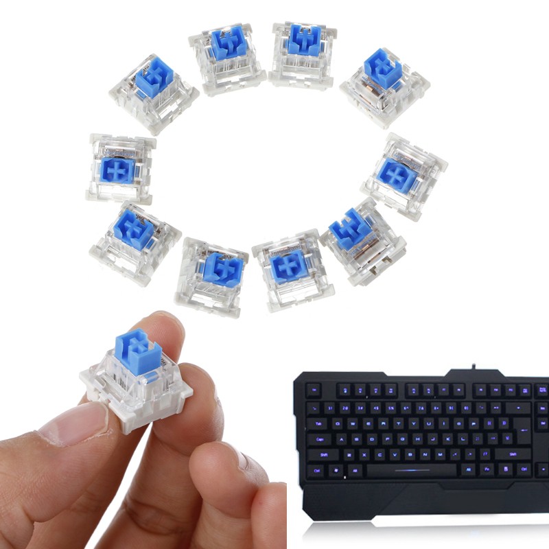 10Pcs 3 Pin Mechanical Keyboard Switch Waterproof Blue Replace For Gateron Cherry MX