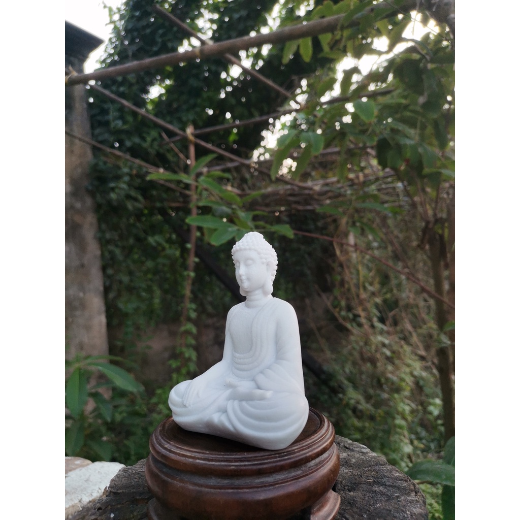 Tượng Đá Phật Thích Ca Cao 11cm màu trắng phong thủy, trang trí nhà cửa, thờ cúng