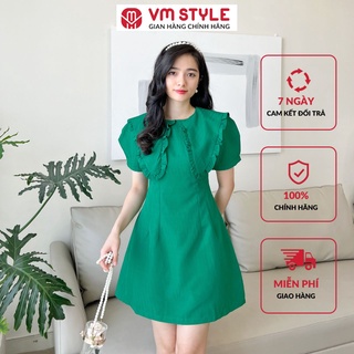 Đầm ngắn tay phồng VMSTYLE cổ sen nhọn xòe 583 22VD06NL0404