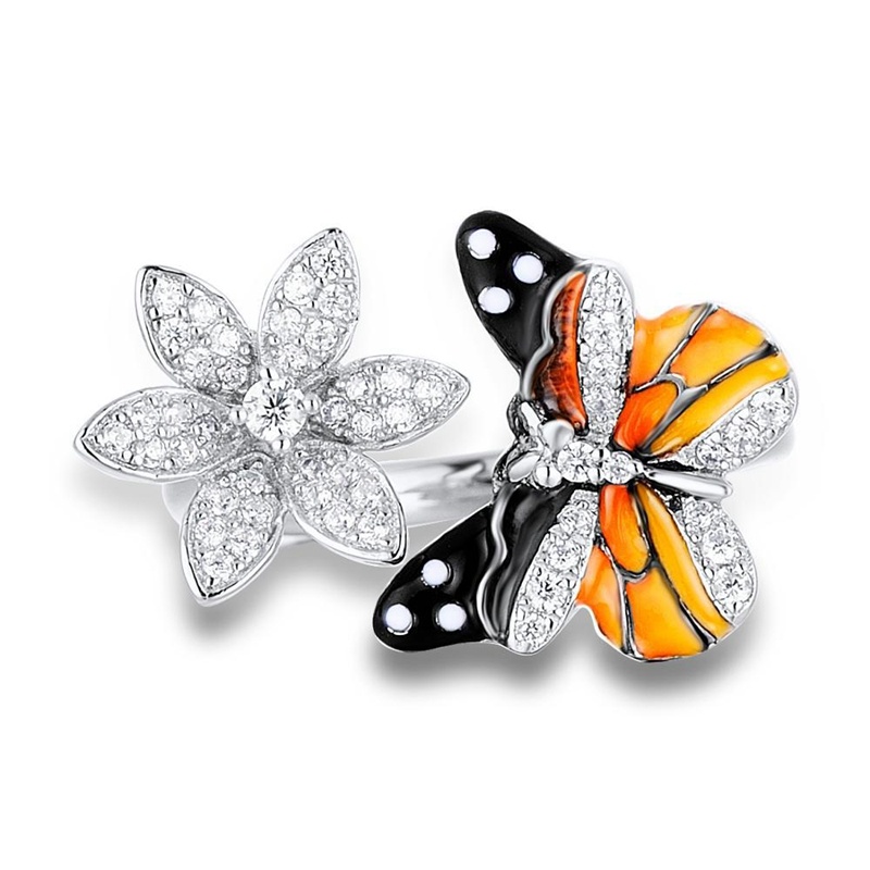 Nhẫn Đính Đá Zircon Hình Hoa / Bướm Thời Trang Cho Nữ