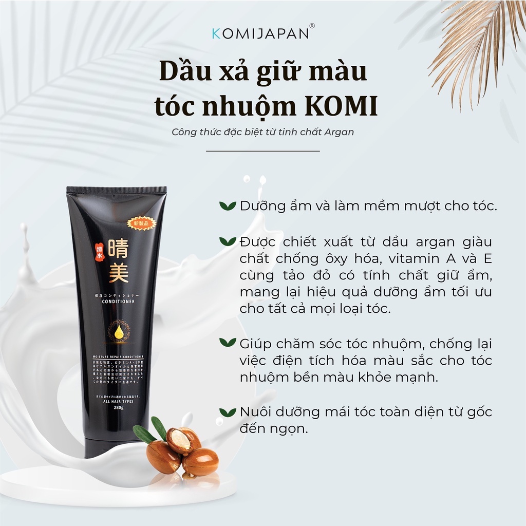 Dầu Xả Komi Tinh Chất Argan Nhật Bản Giúp Giữ Màu Tóc Nhuộm Lâu Hơn, Và Phục Hồi Tóc Hư Tổn