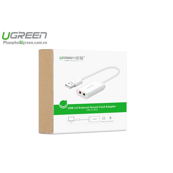 Cáp USB ra âm thanh Ugreen 30143 hỗ trợ Loa và Mic - Hàng chính hãng