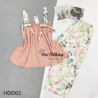 Bộ Mặc Nhà Lụa 2 Dây Quần Dài Lụa Tằm Thái Sang Mịn Đẹp