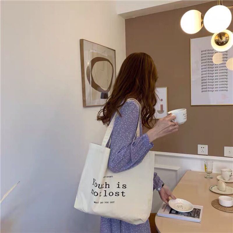 [ GIÁ SỈ Túi tote túi vải canvas phong cách Hàn quốc, có khóa miệng ngăn phụ bên trong tiện dụng