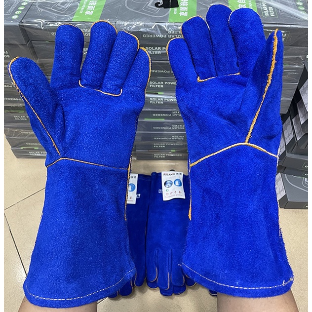 Bao tay da bò xanh 2 lớp cao cấp riland