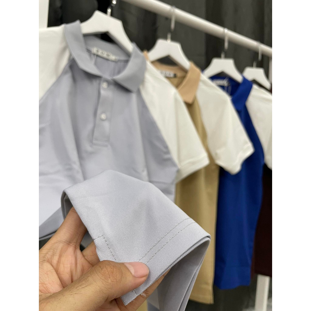 ÁO THUN POLO NAM CỔ BẺ PHỐI TAY VẢI CÁ SẤU COTTON CAO CẤP