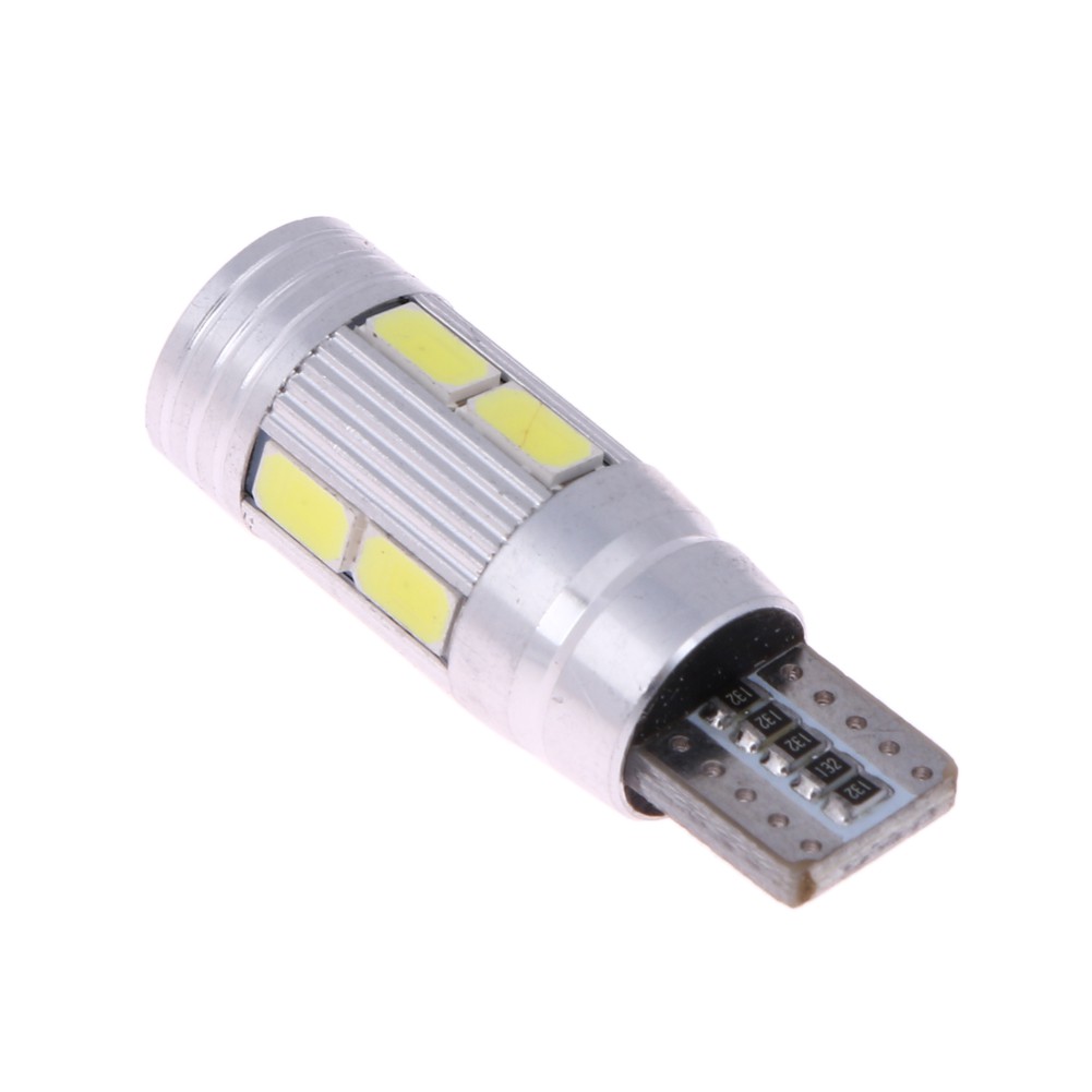 Bộ 2 bóng đèn LED T10 5630 10 SMD W5W chiếu ánh sáng trắng cho đuôi xe ô tô