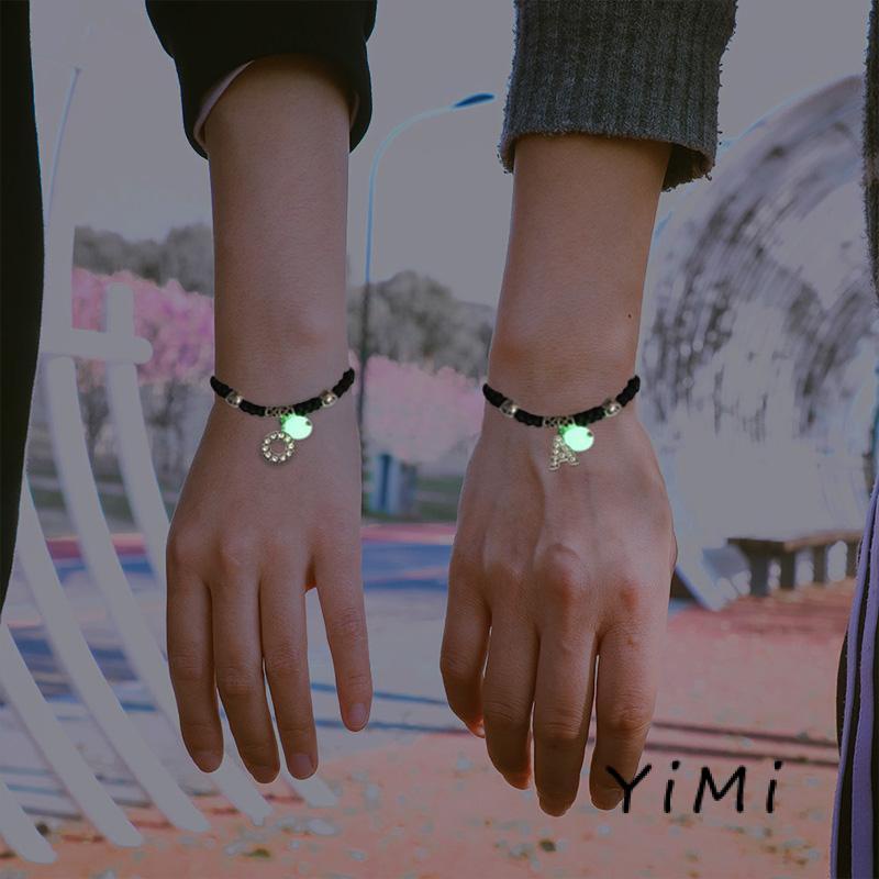 Vòng Tay Dây Bện Mặt 26 Chữ Cái Tiếng Anh Phát Sáng Thời Trang Cho Cặp Đôi