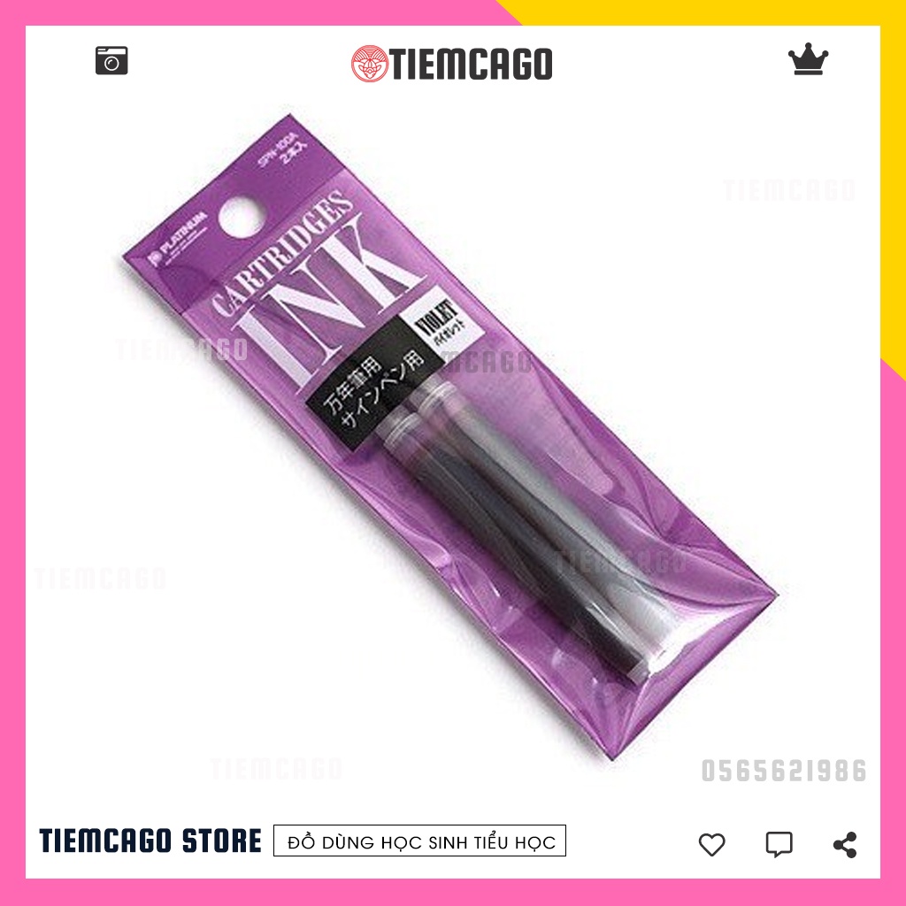 Ống Mực Tím Ống Mực Lắp Bút Máy Nhật Bản Pratinum Preppy Túi 2 ống