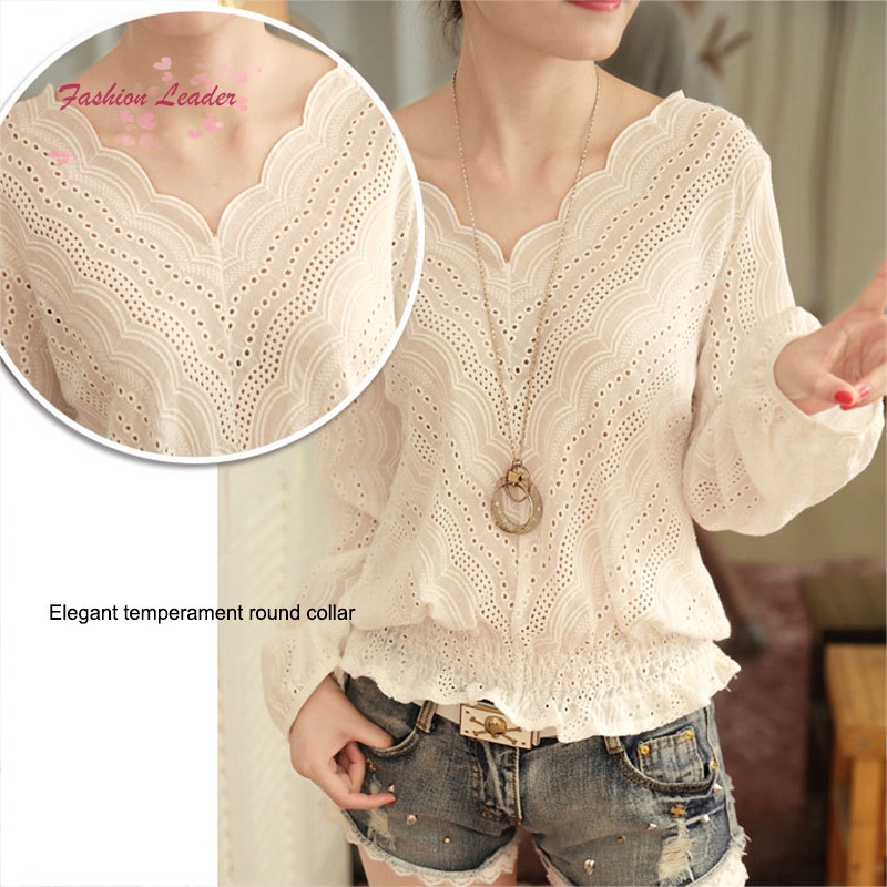 Áo tay dài cổ chữ V phối lỗ thời trang cho nữ | BigBuy360 - bigbuy360.vn