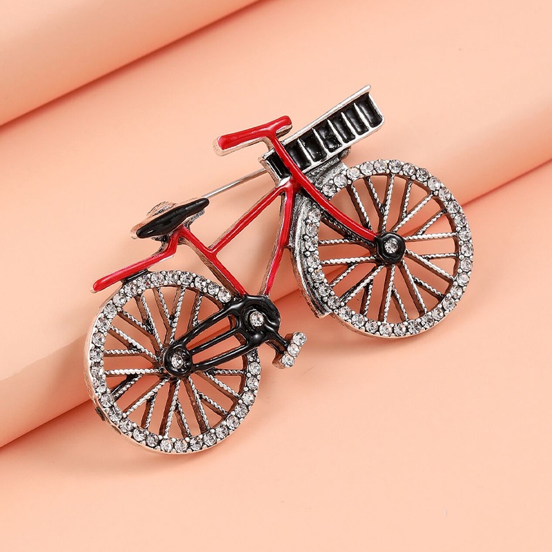 Ghim Cài Áo Hình Xe Đạp Đính Đá Phong Cách Vintage