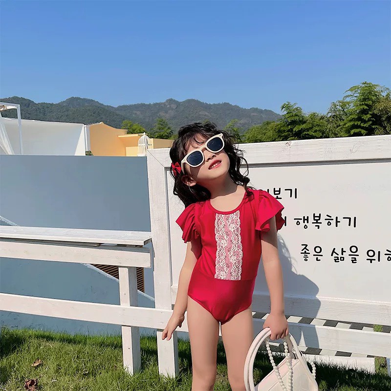 Đồ bơi liền thân cho bé gái Hàng Quảng Châu họa tiết hoạt hình đáng yêu nhiều màu sắc Richkids