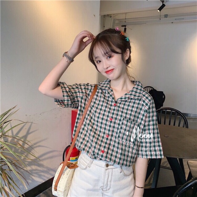 ÁO SƠ MI ULZZANG SỌC ĐỎ THÔNG NOEL DÀY DẶN