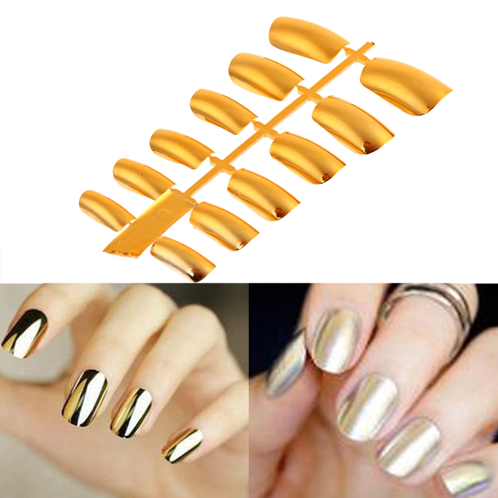 12pcs Nail Art Stickers Applique Full Gold Silver Cover Patch Foils Paste