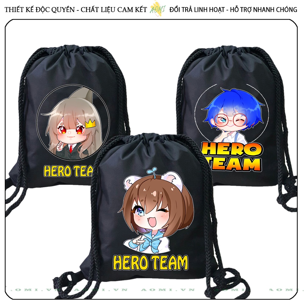 BALO MINI HEROTEAM SAMMY SIMMY PHONG CẬN AOMIVN DÂY RÚT ĐEO VAI 33x38cm NHỎ XINH UNISEX CANVAS TIỆN ÍCH ĐEN TRẮNG