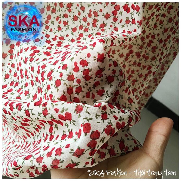 Chân Váy Hoa Nhí Midi Nhẹ Nhàng, Váy Voan 2 Lớp Dáng Dài - Bingxin