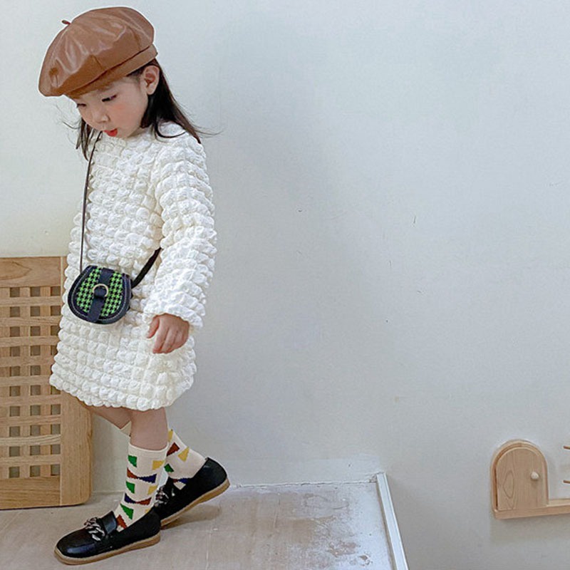Túi đeo chéo họa tiết caro phong cách Hàn Quốc cổ điển thời trang cho bé gái