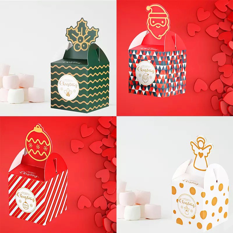 Hộp quà Noel, Hộp quà giấy Giáng Sinh nắp hộp hình 3D nhiều màu sắc tươi sáng đáng yêu BBShine – G011