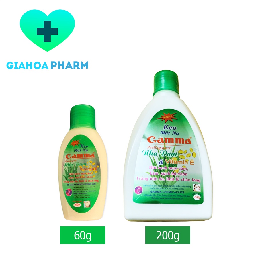Keo mặt nạ lột mụn Gamma chiết xuất Nha đam, Vitamin E - Hút bẩn, lông tơ, tế bào chết, sạch mụn cám mũi, cằm, da mặt