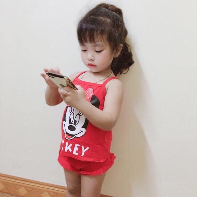 Bộ hai dây mickey cho bé gái cotton đủ các màu chất mềm mại, thấm hút mồ hôi 8-18kg